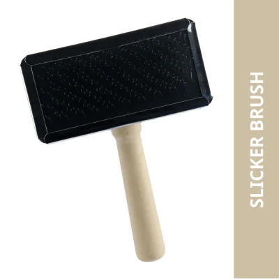 Trixie Slicker Brush With Brush Cleaner For Dogs And Cats Black