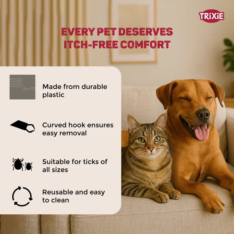 Trixie Tick Tweezers Plastic for Cats and Dogs — back view
