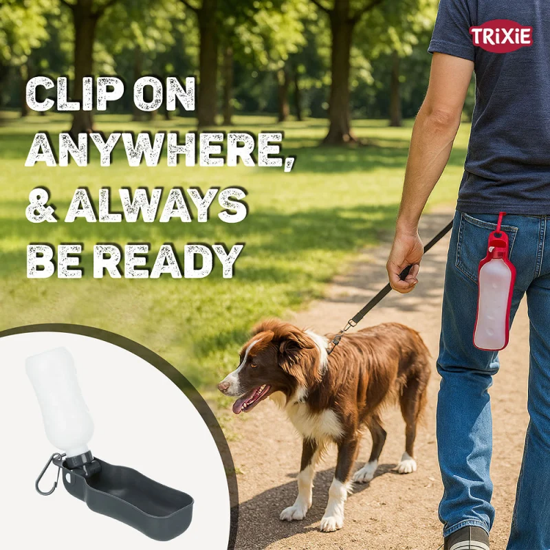Trixie Travel Bottle with Bowl for Dogs and Cats — in use