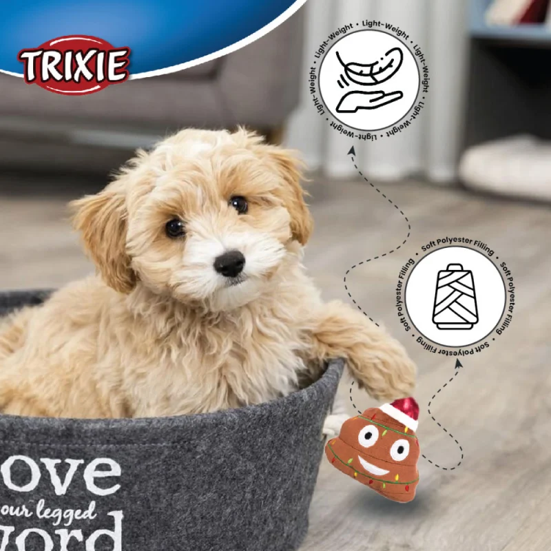 Trixie Xmas Emoticon Plush Toy for Dogs — in use