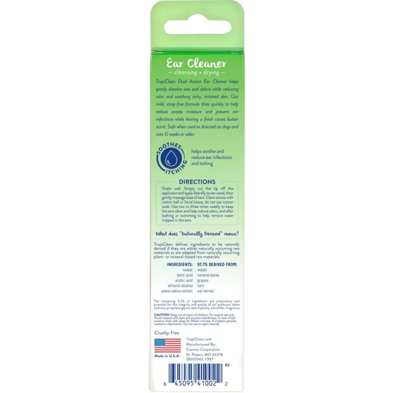 Tropiclean Dual Action Ear Cleaner for Dogs and Cats — side view