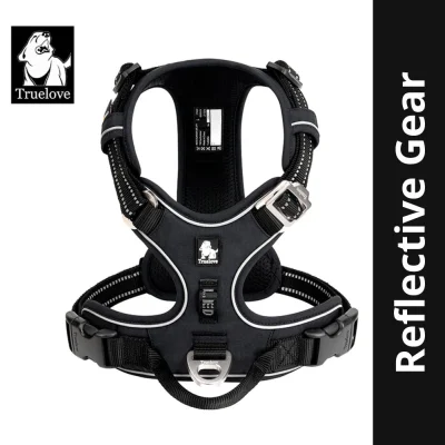 Truelove No Pull Cordura Harness with 3M Reflective Material for Dogs (Black)