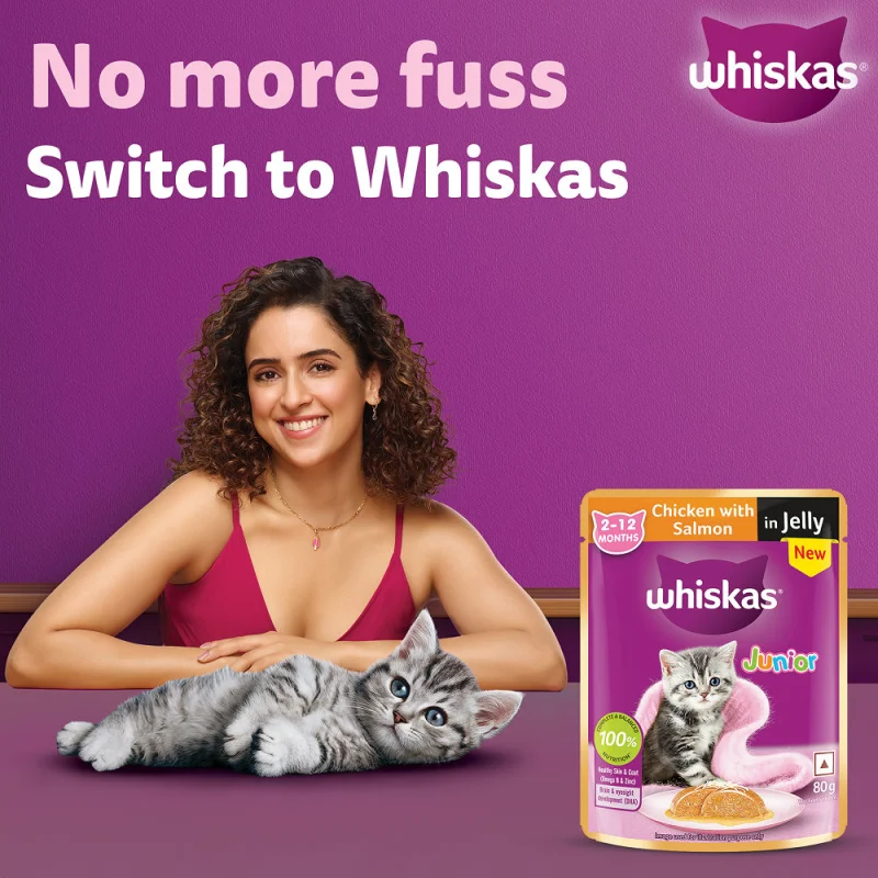 Whiskas Chicken with Salmon in Jelly Kitten (2-12 Months) Cat Wet Food — side view