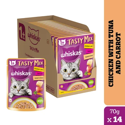 Whiskas Chicken With Tuna And Carrot in Gravy Tasty Mix Adult Cat Wet Food