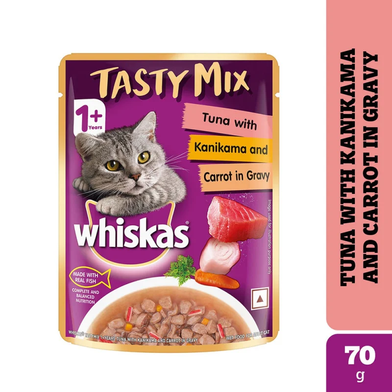 Whiskas Tuna with Kanikama And Carrot in Gravy Tasty Mix Adult Cat Wet Food