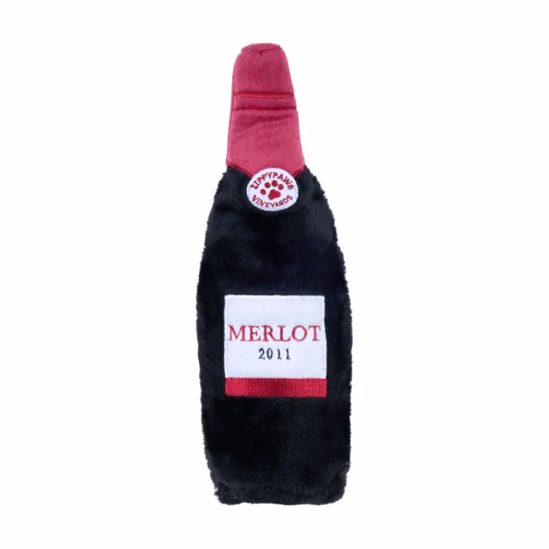 Zippy Paws Happy Hour Red Wine Crusherz Plush Toy For Dogs