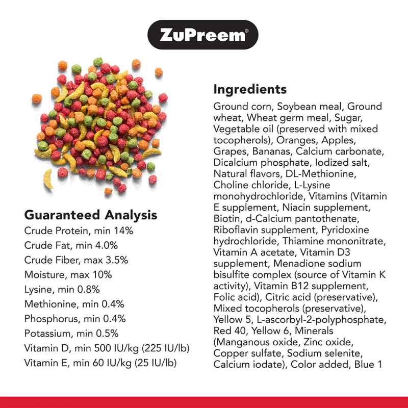 ZuPreem Fruit Blend Bird Food for Medium Birds — back view